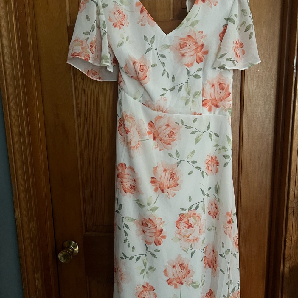 JJs House White and Orange Floral Maxi Dress